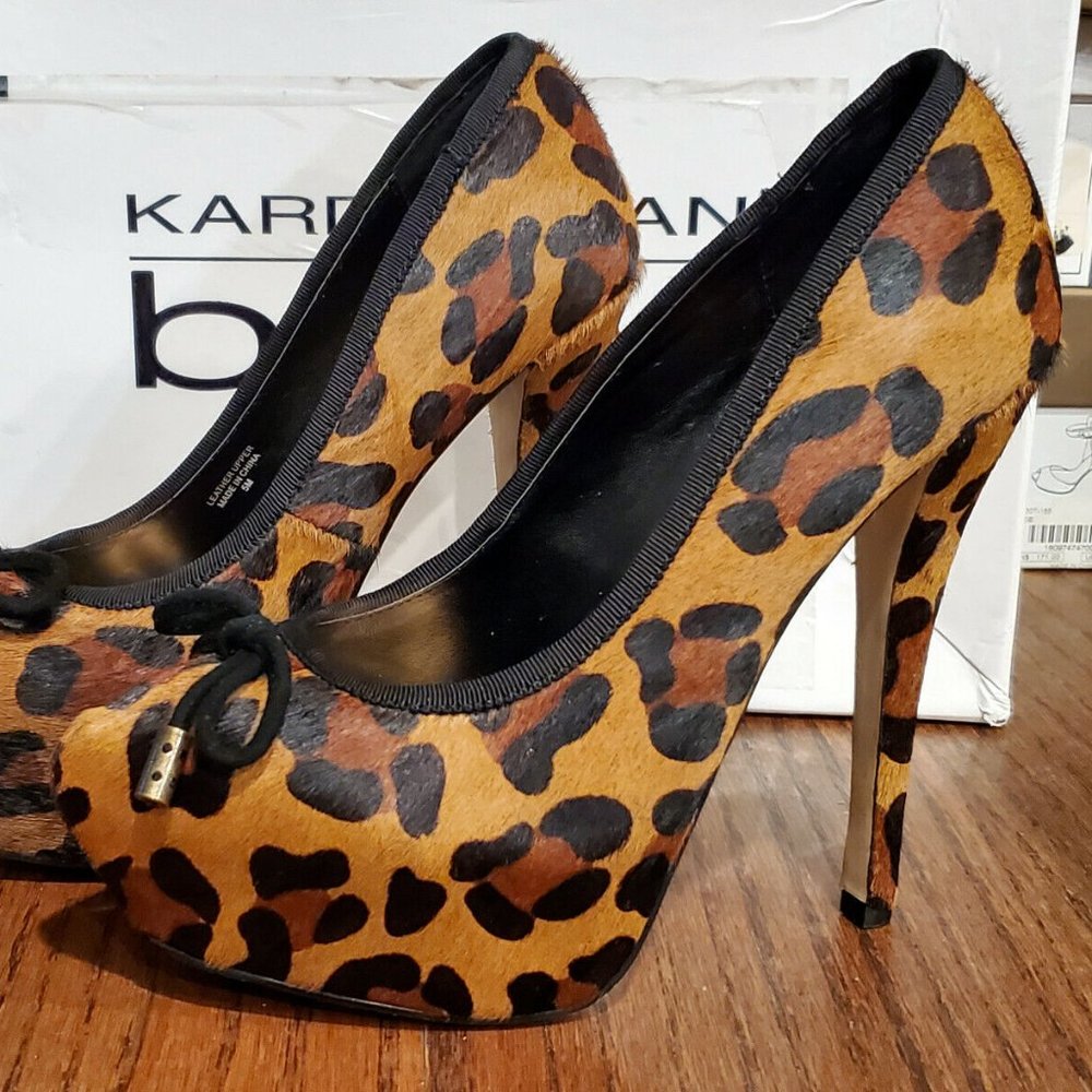 bebe for Kardashians Mena calf hair pumps NIB